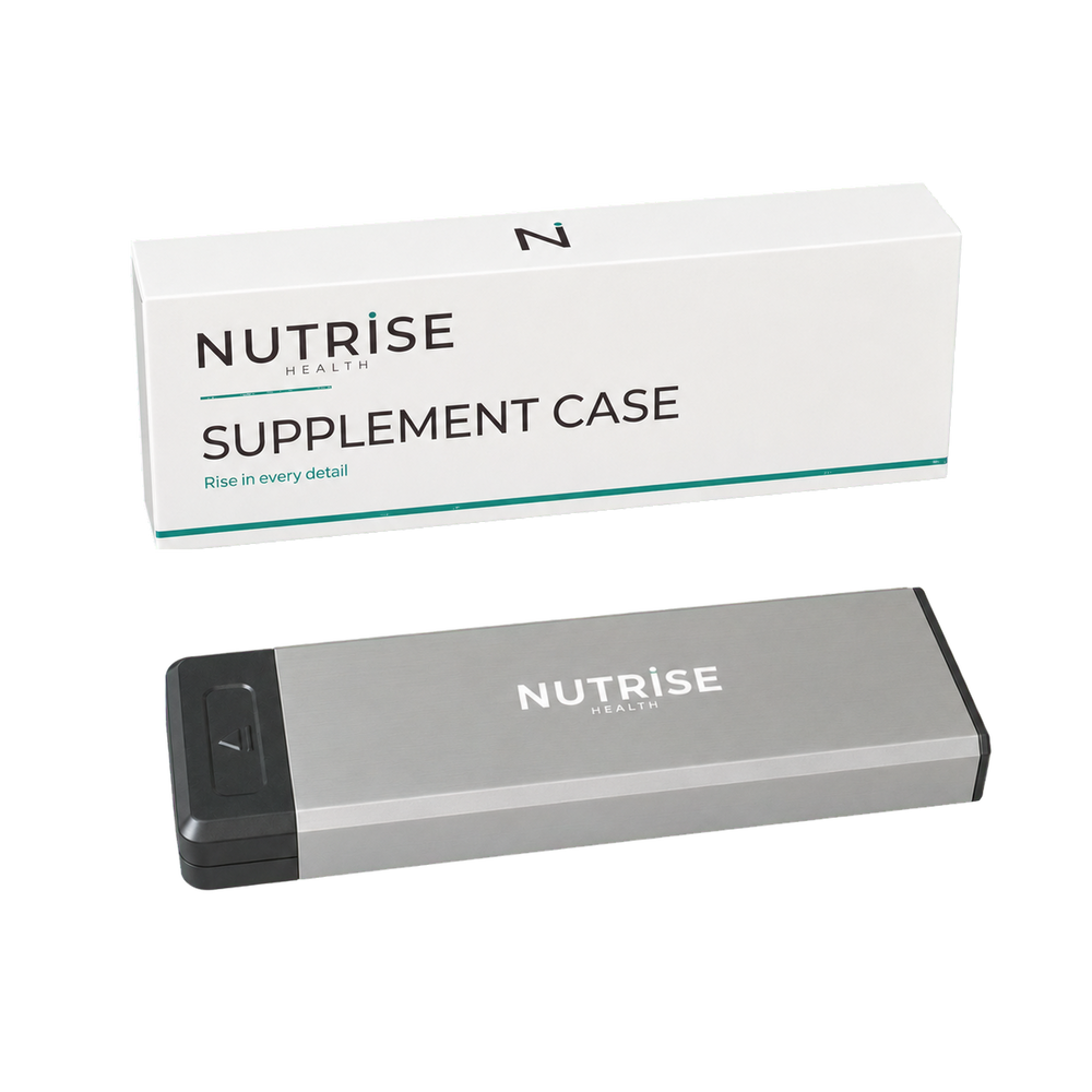 Nutrise Premium Supplement Case mit 7 Fächern und Produktverpackung