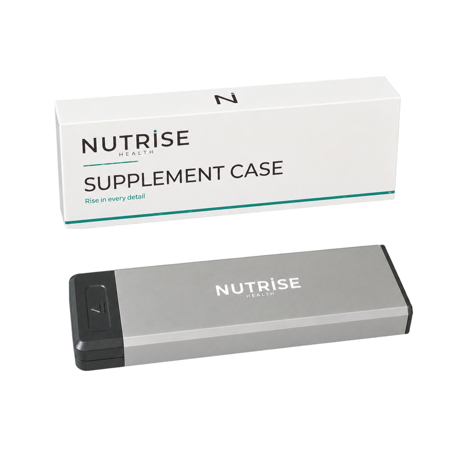 Nutrise Premium Supplement Case mit 7 Fächern und Produktverpackung
