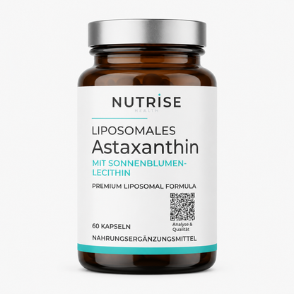 Braunglasflasche mit liposomalem Astaxanthin von Nutrise Health