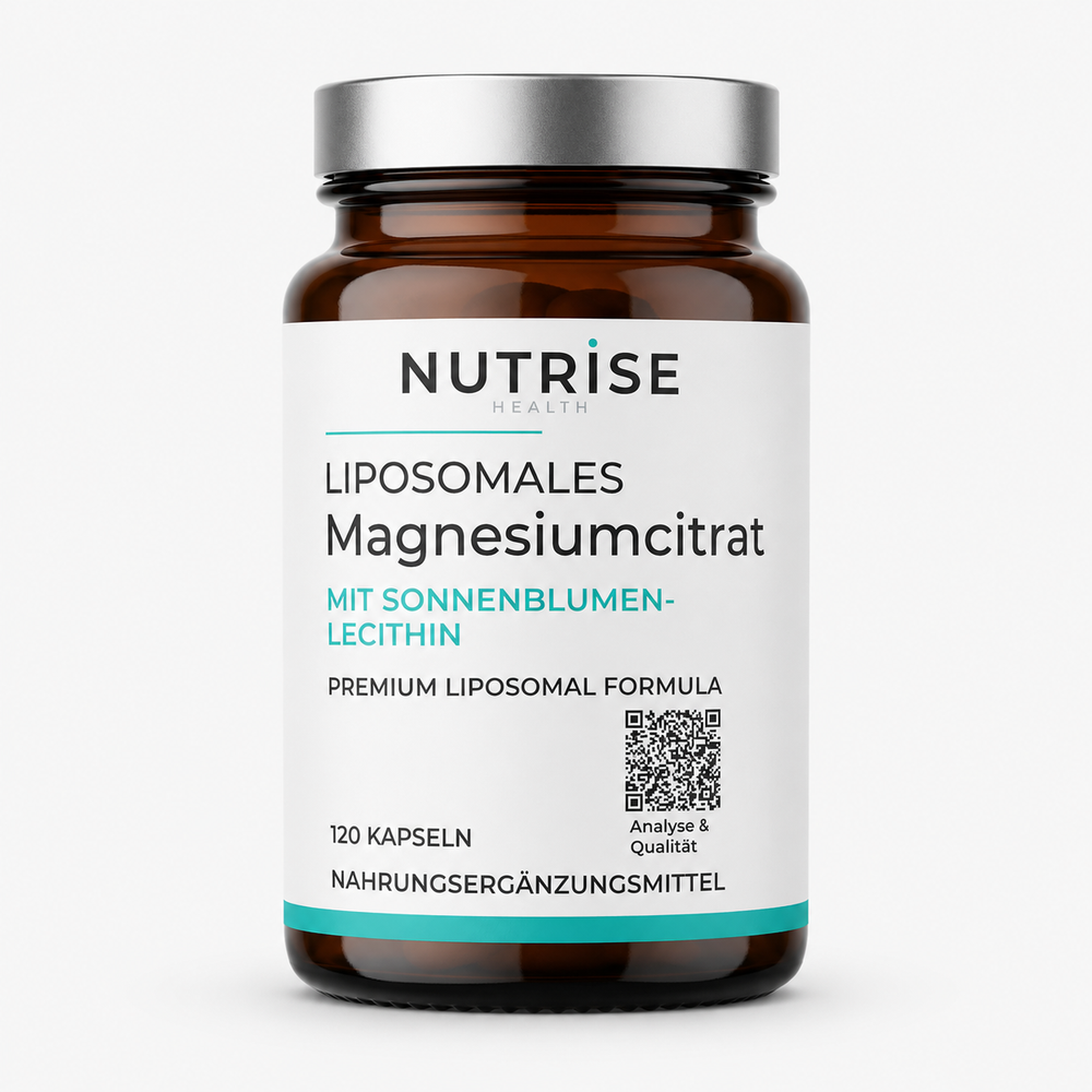 Braunglasflasche mit liposomalem Magnesiumcitrat von Nutrise Health