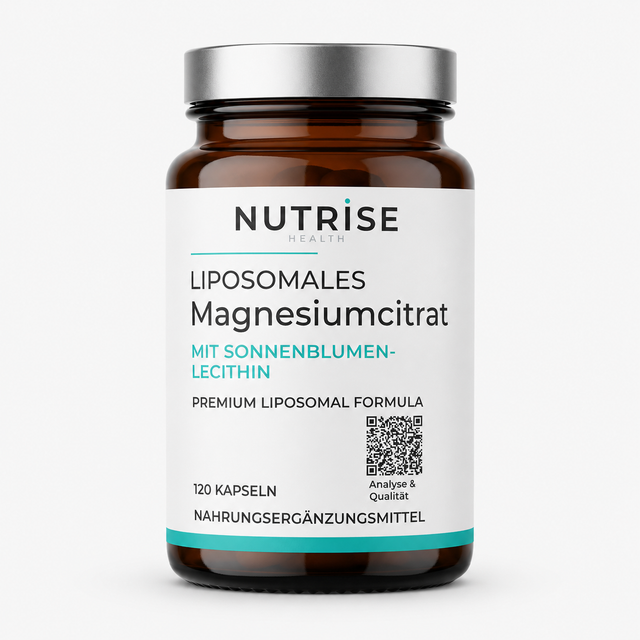 Braunglasflasche mit liposomalem Magnesiumcitrat von Nutrise Health