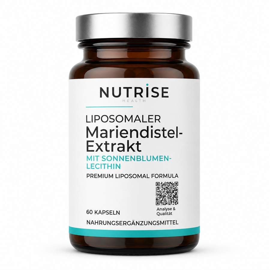 Braunglasflasche mit liposomalem Mariendistel-Extrakt von Nutrise Health