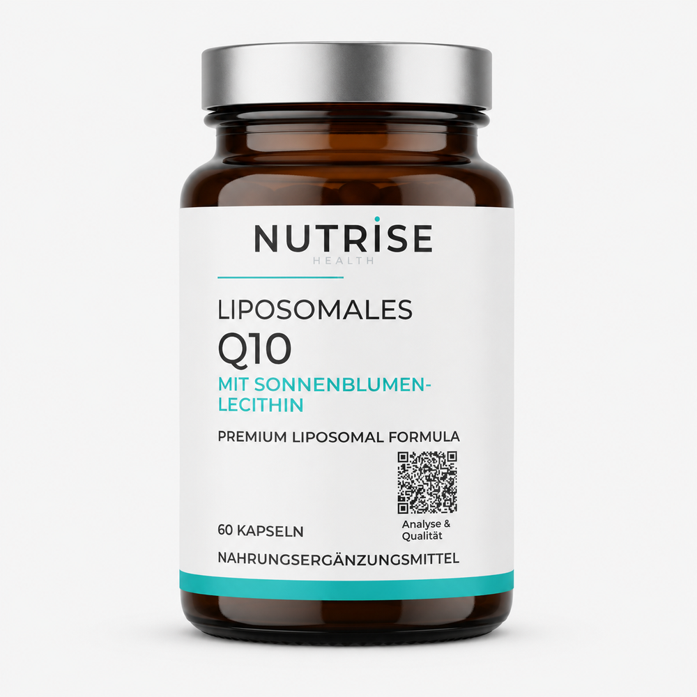 Braunglasflasche mit liposomalem Q10 von Nutrise Health