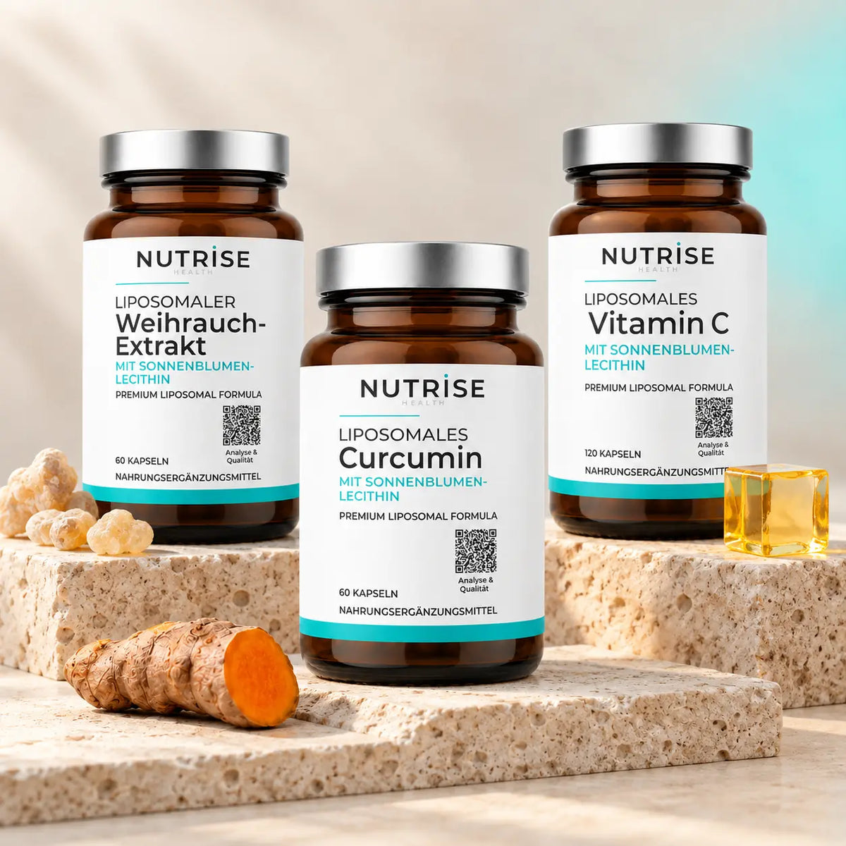Nutrise Komplett-Trio für Bewegung mit Weihrauch-Extrakt, Vitamin C und Curcumin