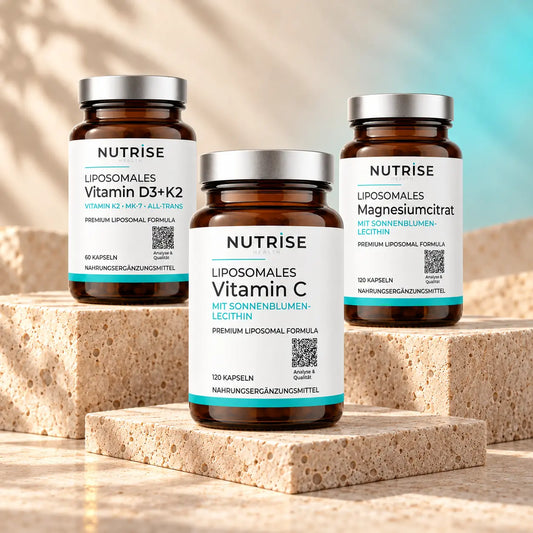 Nutrise Komplett-Trio mit liposomalem Vitamin C, Vitamin D3 plus K2 und Magnesiumcitrat