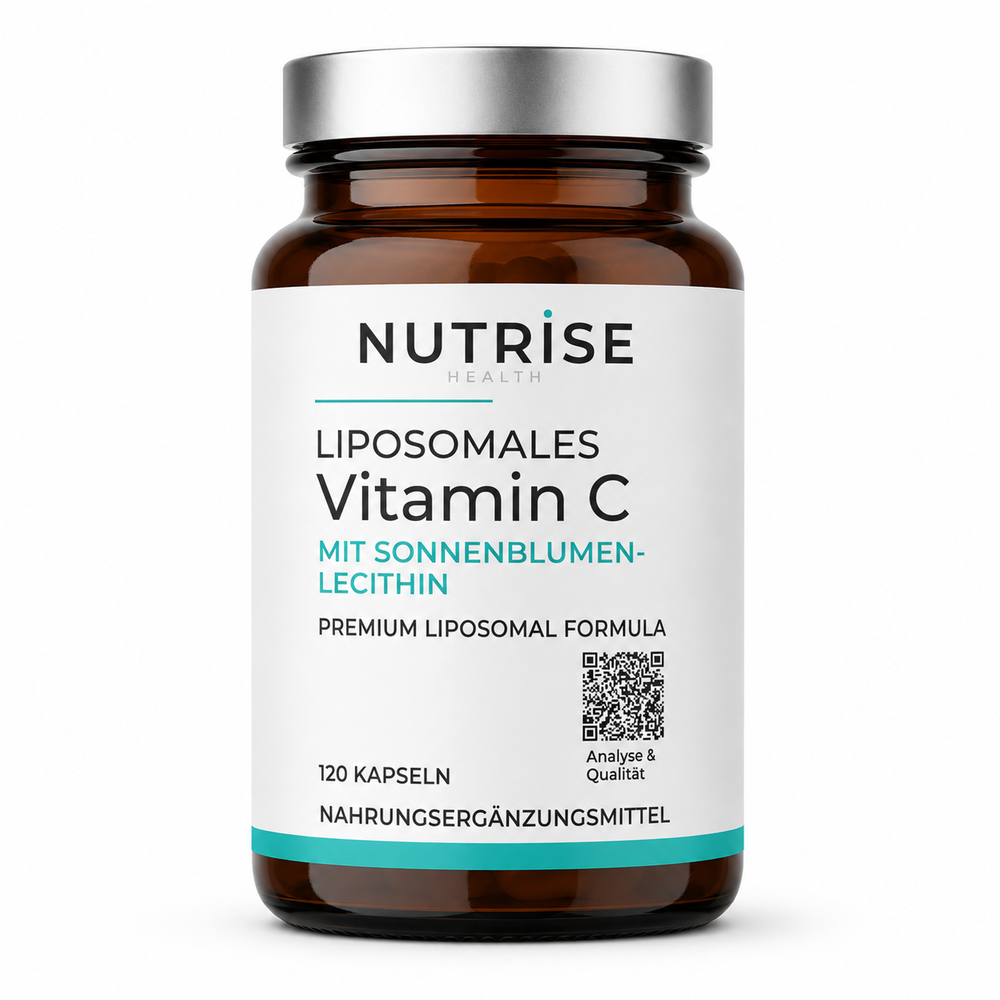 Nutrise Health Liposomales Vitamin C in einer Braunglasflasche mit 120 Kapseln