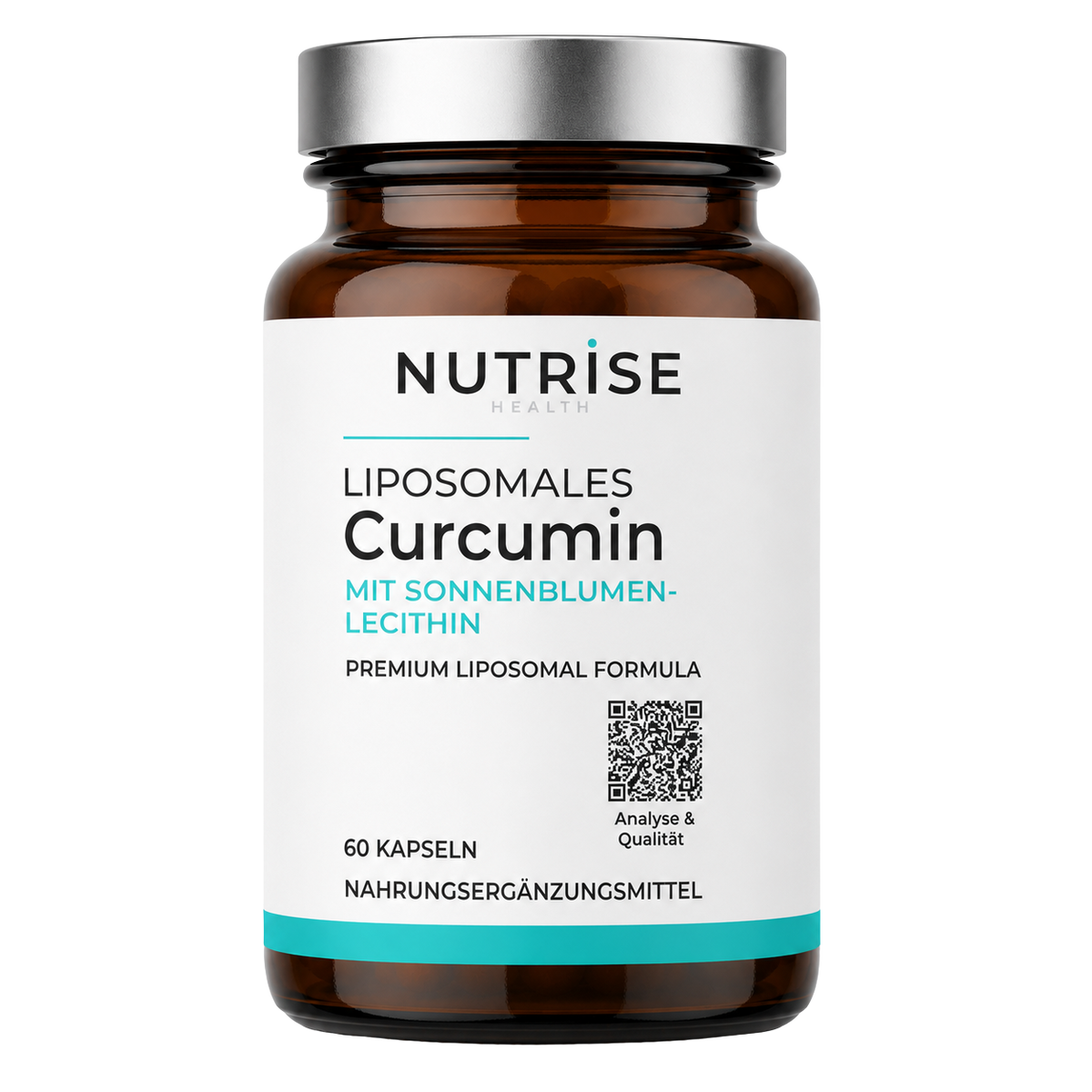 Braunglasflasche mit liposomalem Curcumin von Nutrise Health