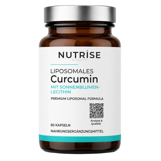 Braunglasflasche mit liposomalem Curcumin von Nutrise Health