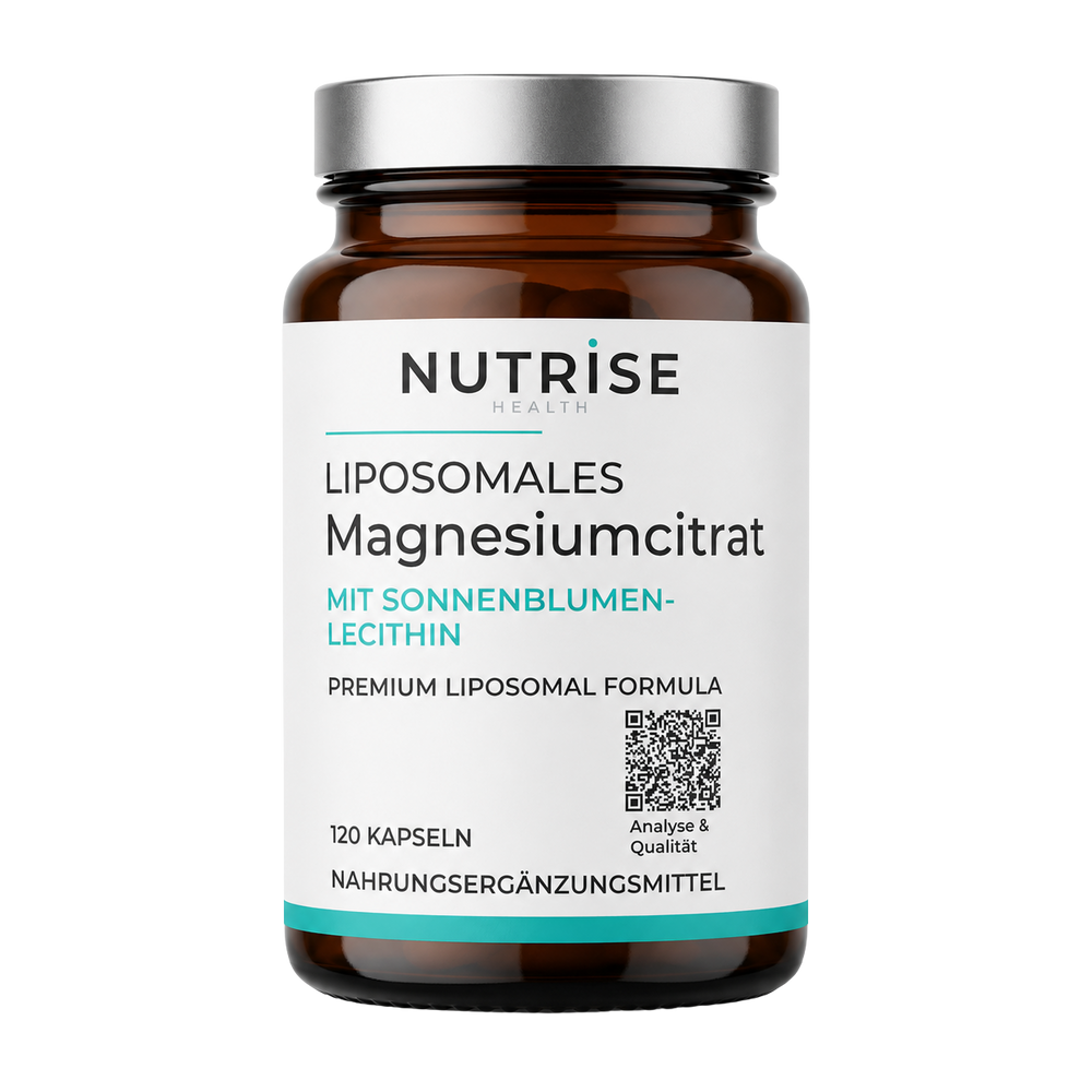 Braunglasflasche mit liposomalem Magnesiumcitrat von Nutrise Health