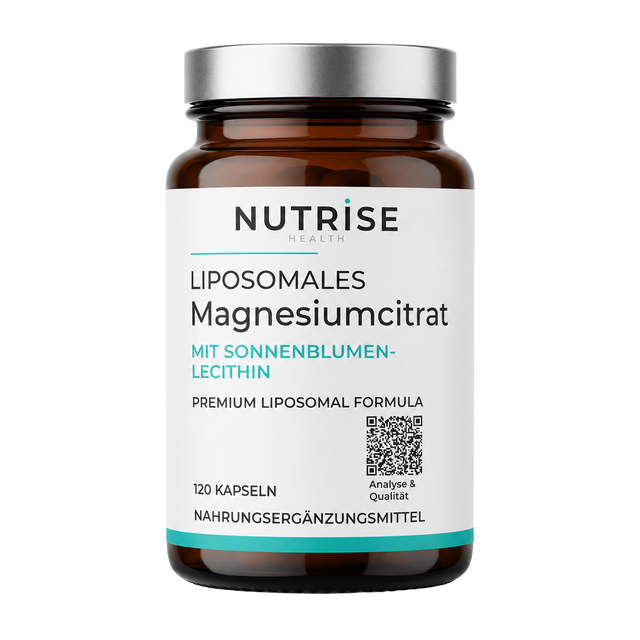 Braunglasflasche mit liposomalem Magnesiumcitrat von Nutrise Health
