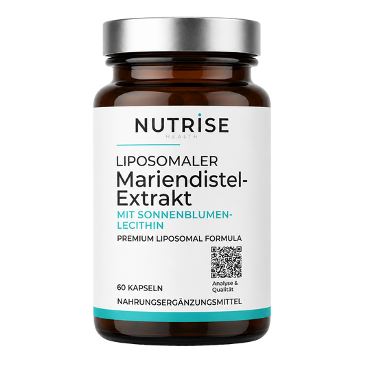 Braunglasflasche mit liposomalem Mariendistel-Extrakt von Nutrise Health