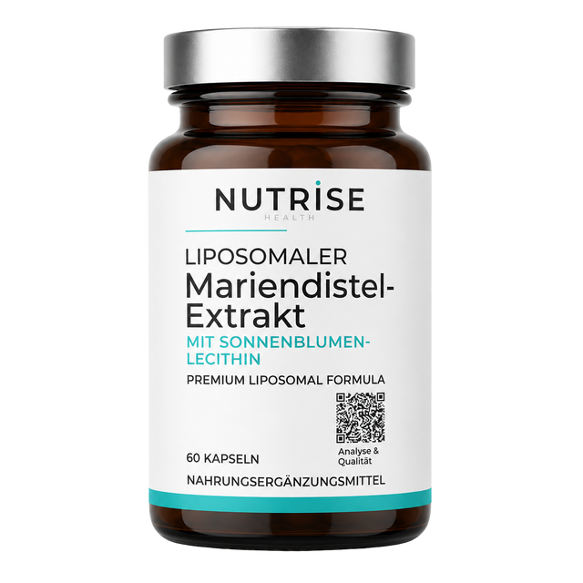 Braunglasflasche mit liposomalem Mariendistel-Extrakt von Nutrise Health