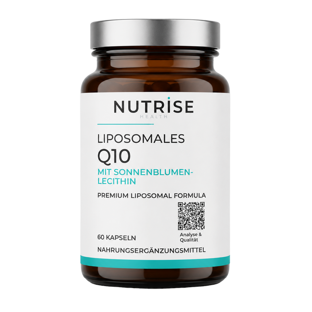 Braunglasflasche mit liposomalem Q10 von Nutrise Health