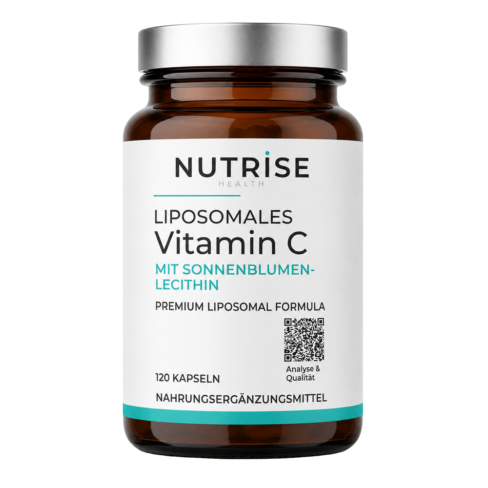 Nutrise Health Liposomales Vitamin C in einer Braunglasflasche mit 120 Kapseln