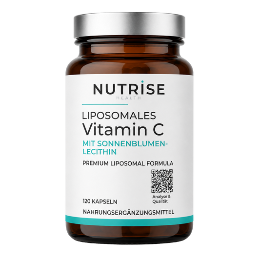 Nutrise Health Liposomales Vitamin C in einer Braunglasflasche mit 120 Kapseln