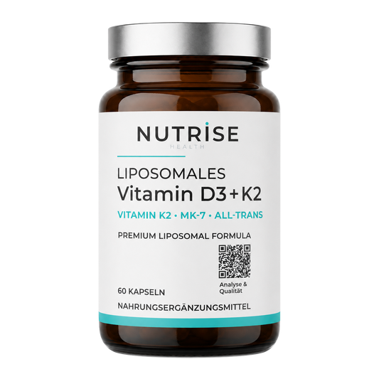 Braunglasflasche mit liposomalem Vitamin D3 und K2 von Nutrise Health