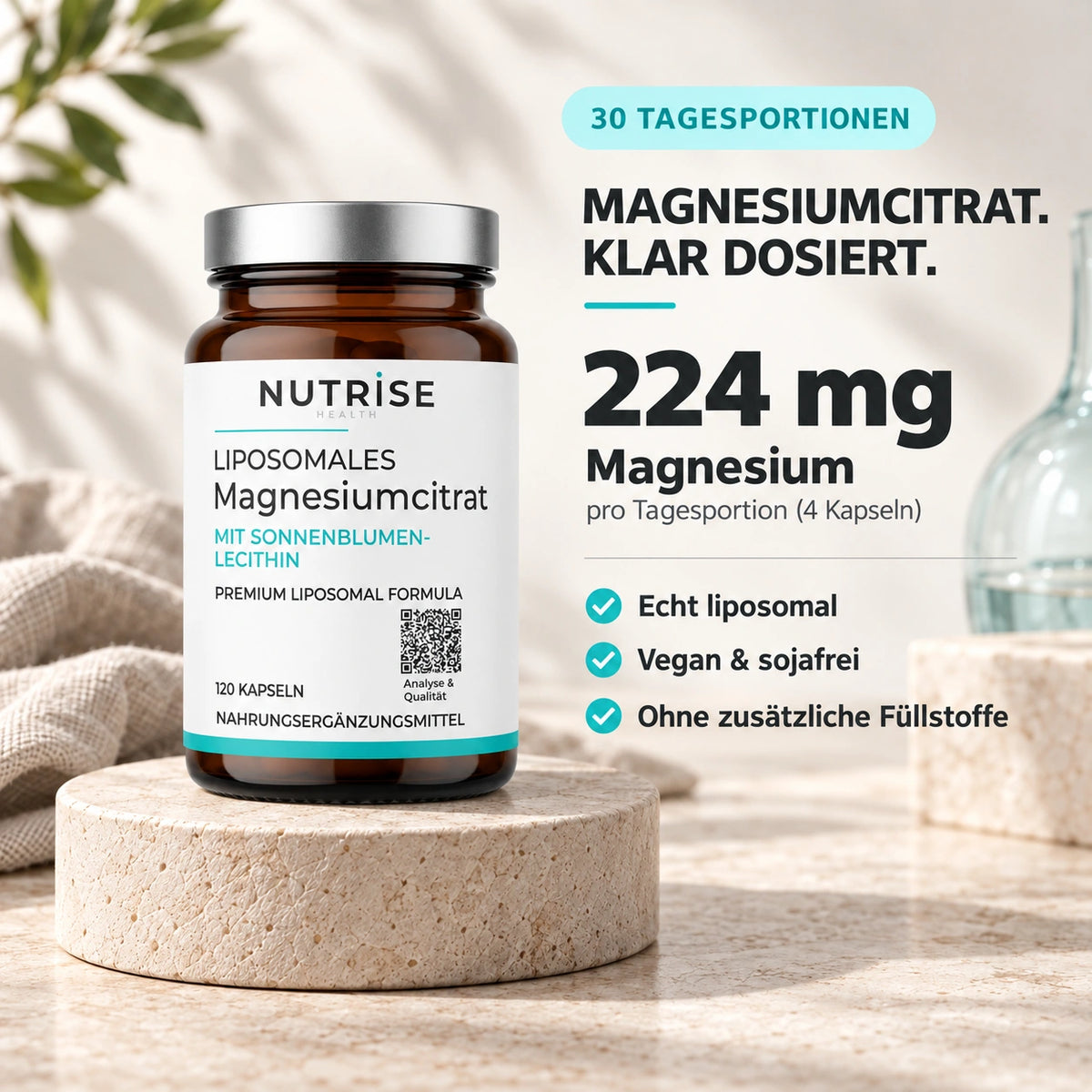 Nutrise Magnesiumcitrat: Dosierung und Tagesportionen