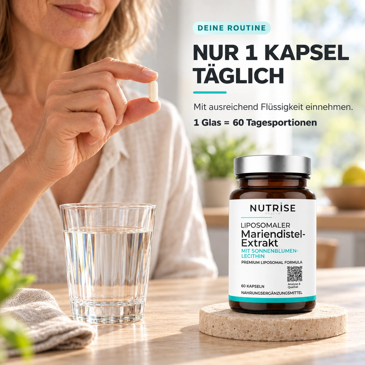 Nutrise Mariendistel-Extrakt: Tägliche Einnahme mit Wasser
