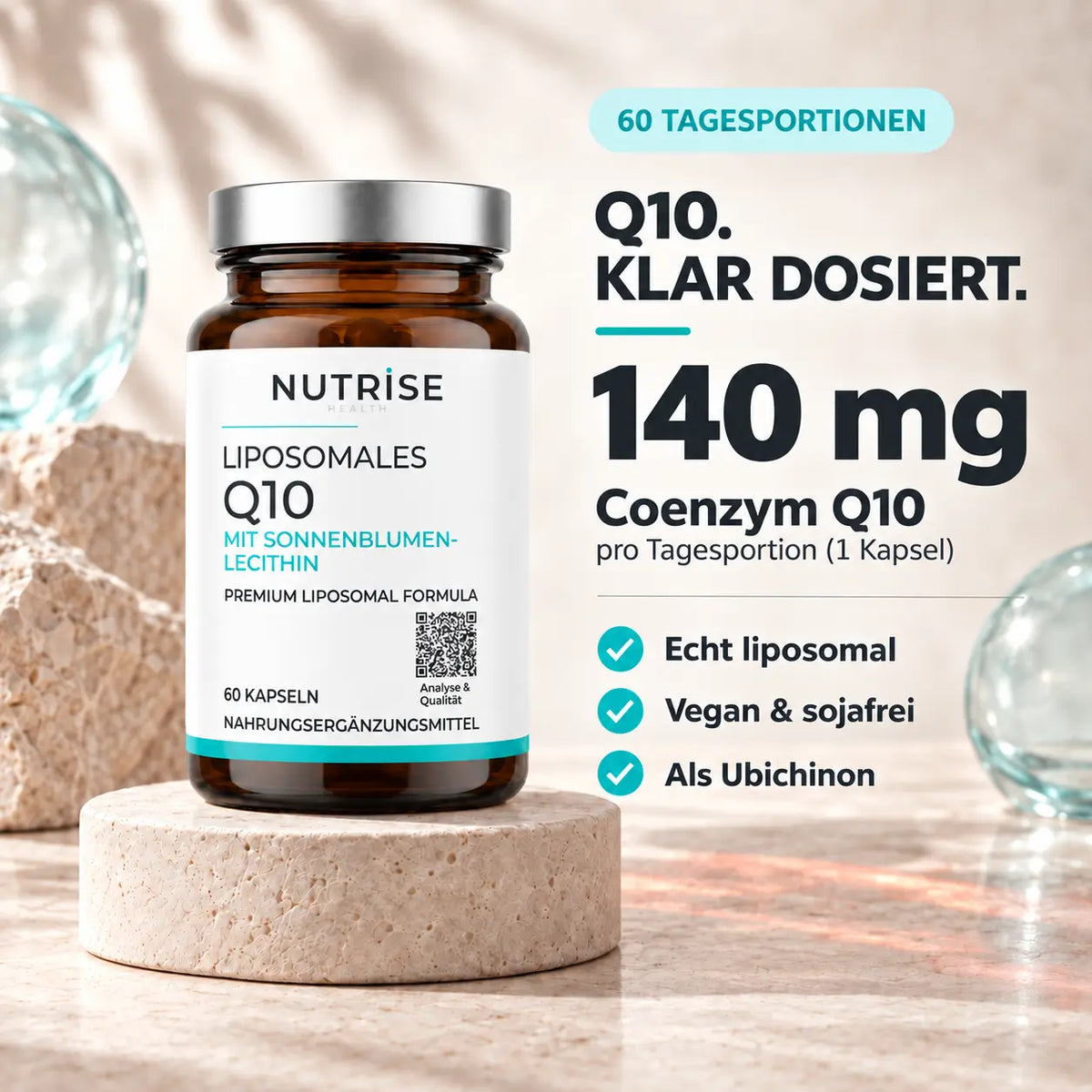 Nutrise Q10: 140 mg Coenzym Q10 je Tagesportion, echt liposomal und vegan
